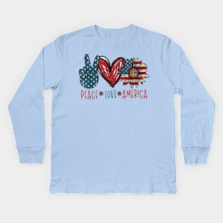 Peace love america Kids Long Sleeve T-Shirt